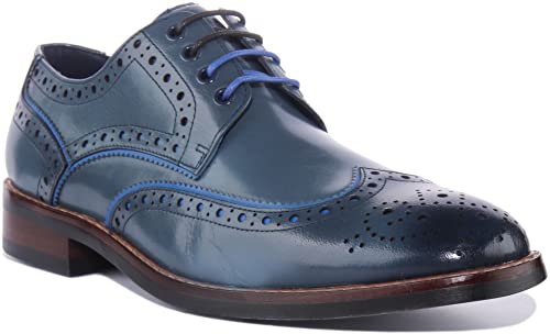 JUSTINREESS England Simon Herren Brogue-Schnürschuhe aus Leder, grau, 42 1/3 EU von JUSTINREESS ENGLAND