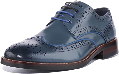 JUSTINREESS England Simon Herren Brogue-Schnürschuhe aus Leder, grau, 42 1/3 EU von JUSTINREESS ENGLAND