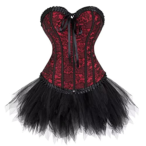 Korsett Kleider Rock Damen Corsage Bustier Corset Dress Korsagenkleid Reißverschluss Gothic Burlesque Vintage Rot 2XL Korsett Kleider Rock Damen Corsage Bustier Corset Dress Korsagenkleid Reißverschluss Gothic Burlesque Vintage Rot 2XL von Jutrisujo