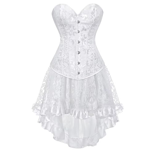 Jutrisujo Korsett Kleider Tutu White Corset Dress Damen Korsagenkleid Corsagen Schnüren Vollbrust Blumen Spitze Elegant Vintage Brautkleid Weiß 2XL Jutrisujo Korsett Kleider Tutu White Corset Dress Damen Korsagenkleid Corsagen Schnüren Vollbrust Blumen Spitze Elegant Vintage Brautkleid Weiß 2XL von Jutrisujo
