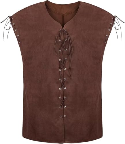Jutrisujo Renaissance Herren Weste Mittelalter Ärmellos Kostüm Gothic Piraten Weste für Oktoberfest Outfit Karneval Kaffee XL Jutrisujo Renaissance Herren Weste Mittelalter Ärmellos Kostüm Gothic Piraten Weste für Oktoberfest Outfit Karneval Kaffee XL von Jutrisujo