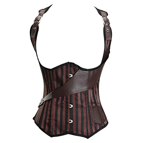 Steampunk Korsett Unterbrust Damen Corsagen Top Kunstleder Träger Piraten Braun 6XL Steampunk Korsett Unterbrust Damen Corsagen Top Kunstleder Träger Piraten Braun 6XL von Jutrisujo
