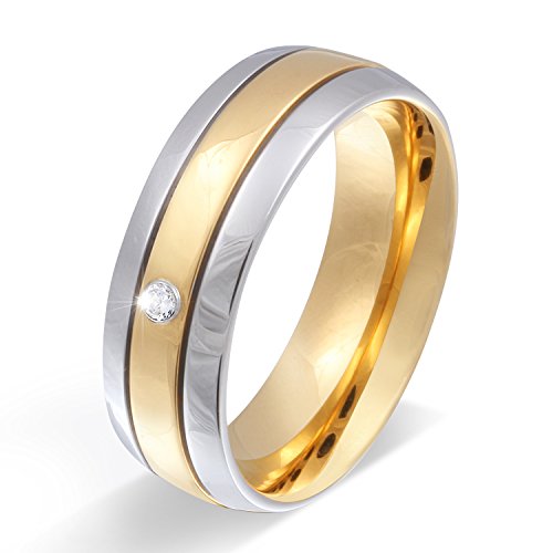 Juwelier Schönschmied - Damen Partnerring Ehering Hochzeitsring Asilar Edelstahl Zirkonia inkl. persönliche Wunschgravur 62 (19.7) Nr110D von Juwelier Schönschmied