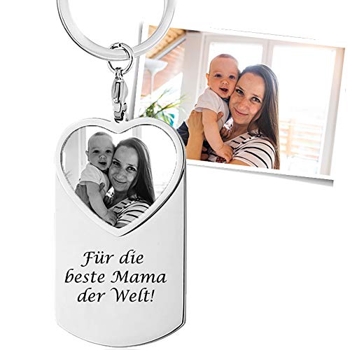 Juwelier Schönschmied Schlüsselanhänger mit Bild Gravur und Wunschtext als Geschenk - inkl. Fotogravur Bildgravur - Edelstahl SA48bi - mit AMAZON KONFIGURATOR gestalten ! von Juwelier Schönschmied