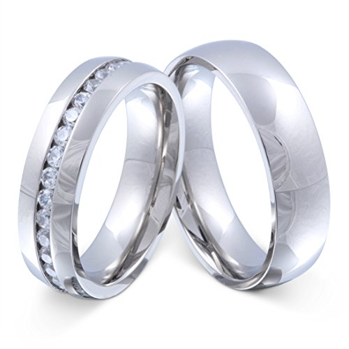 Juwelier Schönschmied - Unisex Freundschaftsringe Partnerringe Hochzeitsringe Brilliant Edelstahl Zirkonia 60-70 125HDac - Kostenlose Wunschgravur mit AMAZON KONFIGURATOR online gestalten! von Juwelier Schönschmied