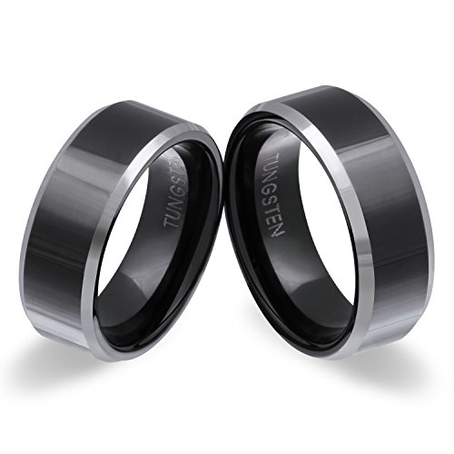 Juwelier Schönschmied - Zwei Hochzeitsringe Partnerringe Wolframcarbid inkl. persönliche Lasergravur 54-60 W1HH - Back Beauty von Juwelier Schönschmied