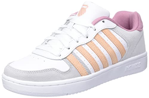 K-Swiss Damen Court Palisades Sneaker, WHT/APRICOT/FXGLVE, 40 EU von K-Swiss