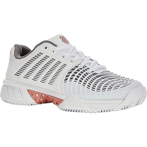 K-Swiss Performance Damen Express Light 3 HB Tennis Shoe, White/Black/Steel Gray/Rose Gold, 40 EU von K-Swiss