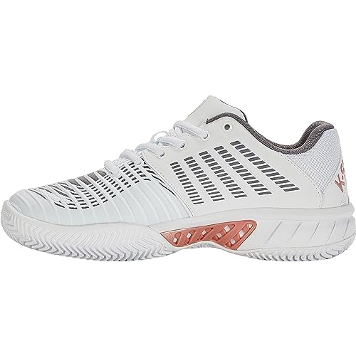 K-Swiss Performance Damen Express Light 3 HB Tennis Shoe, White/Black/Steel Gray/Rose Gold, 41.5 EU von K-Swiss