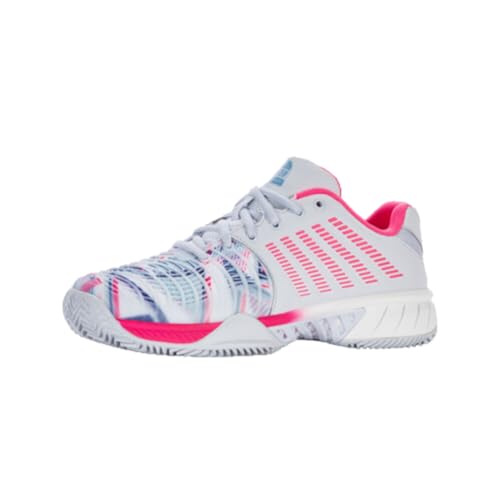 K-Swiss Performance Damen Express Light 3 Padel Tennis Shoe, Arctic Ice/White/NEON PINK, 35.5 EU von K-Swiss