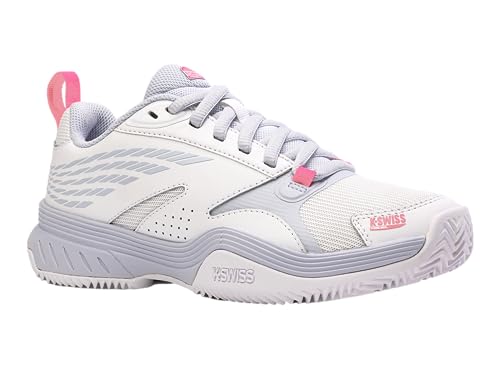 K-Swiss Performance Damen Speedex Padel Tennis Shoe, White/Arctic Ice/NEON PINK, 40 EU von K-Swiss