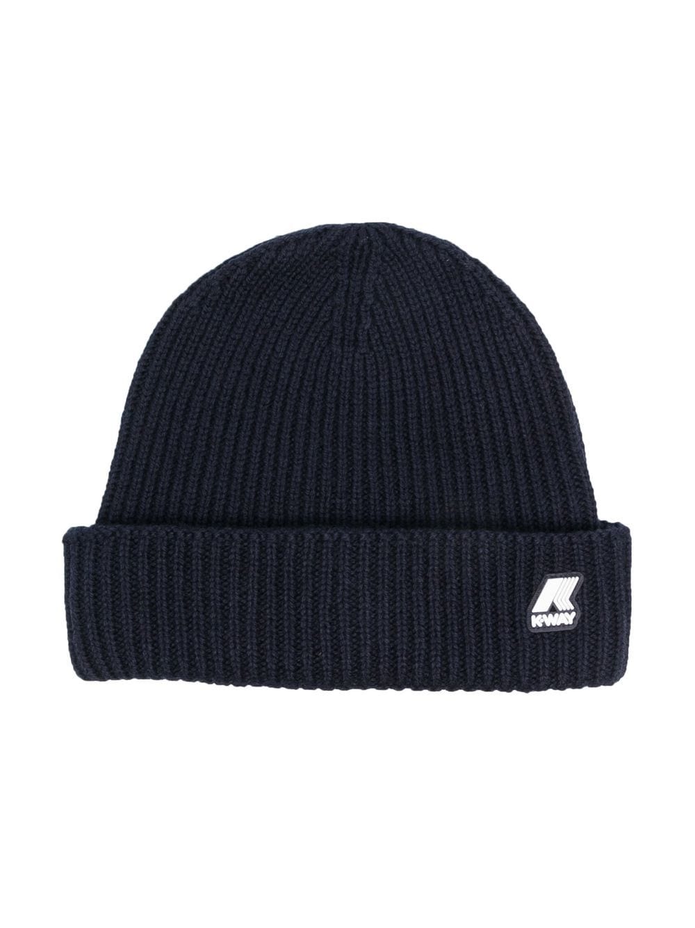 K Way Kids Gerippte Beanie mit Logo-Patch - Blau von K Way Kids