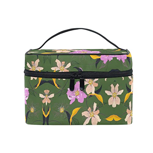 Blume Grüne Farbe Schön Makeup Tasche Organizer Kosmetikkoffer Kosmetiktasche Kulturbeutel Groß Bag für Mädchen Frauen Damen von KAAVIYO
