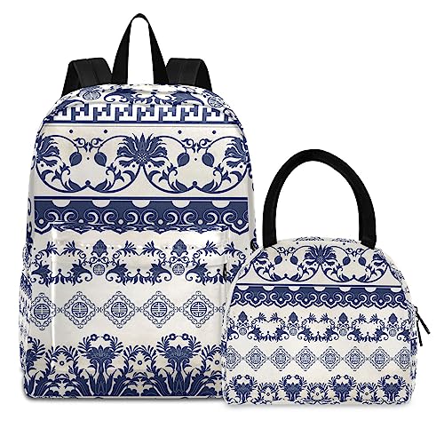 Abstrakte Kunstblume Büchertasche Lunchpaket Set Schulter Rucksacks Bookbag Kinderrucksack Isolierte Lunchbox-Tasche für Mädchen Jungs von KAAVIYO