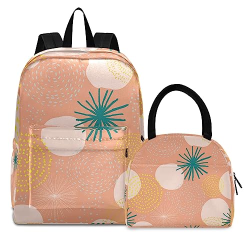 Rosa Abstrakte Kunst Büchertasche Lunchpaket Set Schulter Rucksacks Bookbag Kinderrucksack Isolierte Lunchbox-Tasche für Mädchen Jungs von KAAVIYO