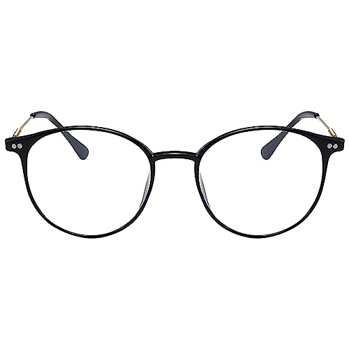 KAEOISFU Superleicht Oval Schwarz Rahmen Lesebrille Damen Herren 1,5, Runden Blaulichtfilter Computerbrille Lesebrillen, Retro-Runde Computer Lesebrillen mit Sehstärke von KAEOISFU