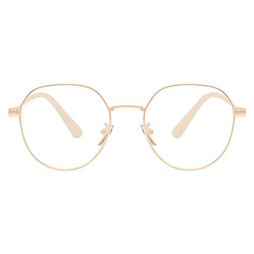 KAEOISFU Retro Ovalem Metall Gold Rahmen Lesebrille 1 0 Dioptrien für Damen und Herren, Modischer Roud Blaulichtfilter Computer Lesebrillen von KAEOISFU