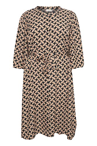 Kaffe Curve Damen Kcqing Dress Kleid, Schwarz, Orange Grafic Print, 42/Mehr Größe von KAFFE CURVE