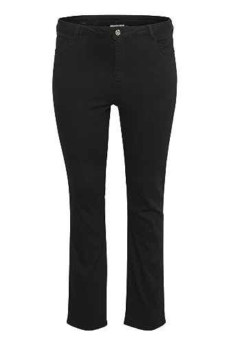 Kaffe Curve Damen Plus-Size Women's High-Waisted Straight Legs Slim Fit Jeans, Black Deep, 44/Mehr Größe von KAFFE CURVE