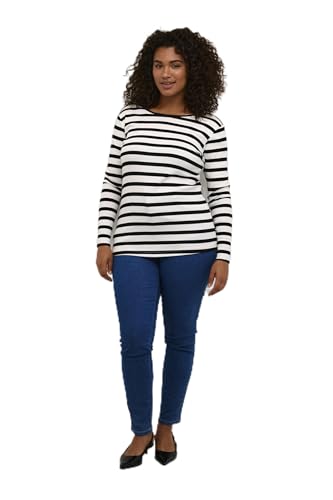 KAFFE CURVE KCcarina Ida T-Shirt Damen T-Shirt Langarm Streifen Casual Basic Rundhals Große Größen White/Black Stripe S KAFFE CURVE KCcarina Ida T-Shirt Damen T-Shirt Langarm Streifen Casual Basic Rundhals Große Größen White/Black Stripe S von KAFFE CURVE