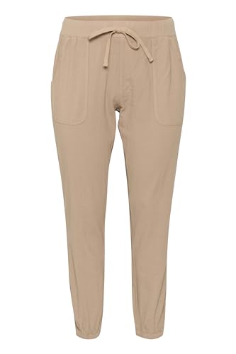 KAFFE CURVE KCnana Pants Damen Hose Lockere Sweathose Tunnelzug Große Größen Classic Sand 46 von KAFFE CURVE