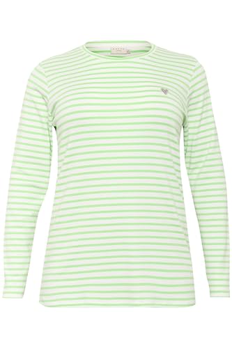 Kaffe Curve Damen Plus-Size Women's Long Sleeves Striped Crew Neck Slim Fit T-Shirt, Chalk/Grün-Grey Heart, S Grande Taille Kaffe Curve Damen Plus-Size Women's Long Sleeves Striped Crew Neck Slim Fit T-Shirt, Chalk/Grün-Grey Heart, S Grande Taille von KAFFE CURVE