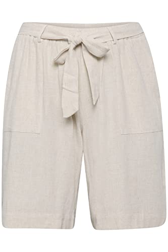 KAFFE CURVE Shorts KCliloa Damen Große Größen Shorts Sommer Kordelzug Mit Taschen Leinen Light Sand Linen 42 von KAFFE CURVE