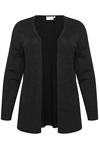 KAFFE CURVE Strickjacke KCfarsia Strickjacke Große Größen Damen Langarm V-Ausschnitt Cardigan Black Deep M von KAFFE CURVE