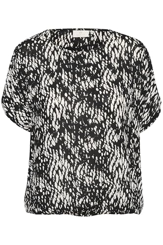 KAFFE Ärmellose Bluse KAamber Damen Bluse Kurzarm Print Shirt Rundhals Locker Oberteile Fledermaus Black/White Graphic Snake 40 KAFFE Ärmellose Bluse KAamber Damen Bluse Kurzarm Print Shirt Rundhals Locker Oberteile Fledermaus Black/White Graphic Snake 40 von KAFFE