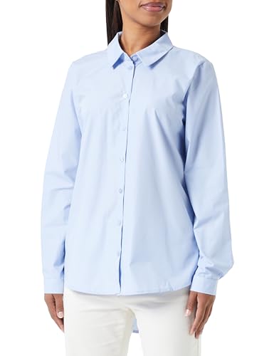 KAFFE Damen, Button-Up, Lange Ärmel, reguläre Passform, Abgerundeter Saum, Hüftlänge Shirt, Chambray Blue, 42 von KAFFE