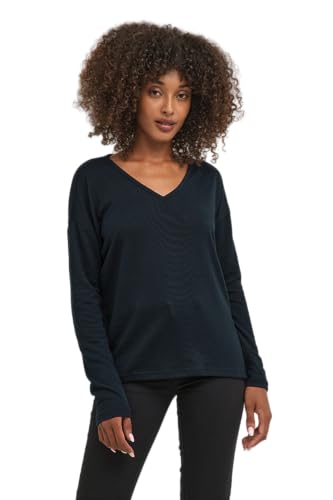 KAFFE Langarm-Bluse KAsiane Damen Basic Bluse mit V-Ausschnitt und Langen Ärmeln Leichter Pullover Midnight Marine S von KAFFE