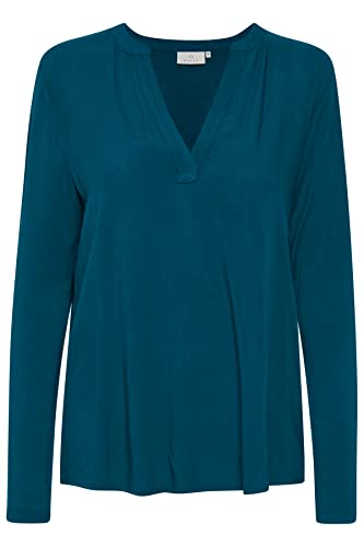 KAFFE Langarm-Bluse Kacalina Damen Bluse Langarm Casual Basic Shirt V-Ausschnitt Moroccan Blue 34 von KAFFE