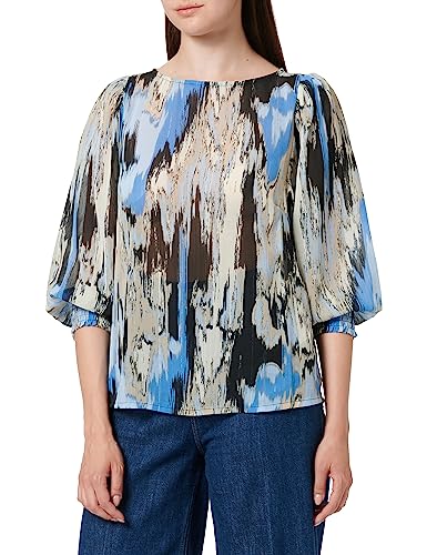 KAFFE Damen Damenbluse, 3/4 Ärmel, Regular Fit Kaqia Simi Bluse, Blue Ikat Print, 36 von KAFFE