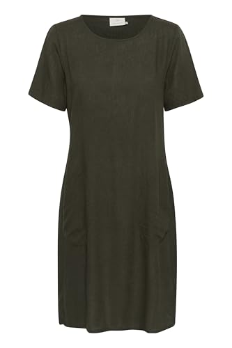 KAFFE Damen Damenkleid, Rundhalsausschnitt, Kurze Ärmel, reguläre Passform, Taschen über dem Knie Kleid, Forest Night, 38 KAFFE Damen Damenkleid, Rundhalsausschnitt, Kurze Ärmel, reguläre Passform, Taschen über dem Knie Kleid, Forest Night, 38 von KAFFE