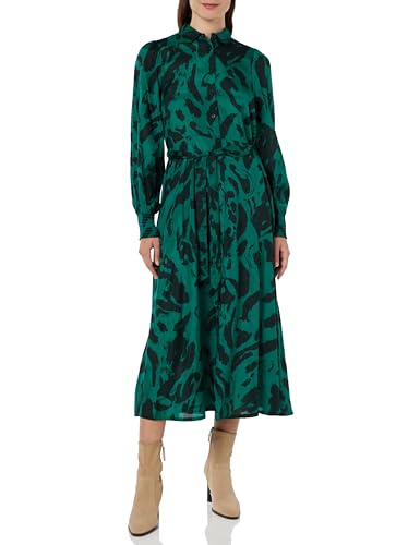 KAFFE Damen Hemdkleid Langarm Taschen Gürtel Midi Länge Casual Fit Kleid, Schwarz/Aventurin Leo, 42 KAFFE Damen Hemdkleid Langarm Taschen Gürtel Midi Länge Casual Fit Kleid, Schwarz/Aventurin Leo, 42 von KAFFE