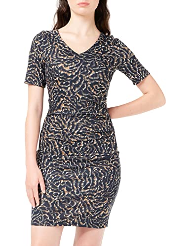 KAFFE Damen India Dress Short Sleeve Above The Knee Lässiges Kleid, Dark Blue W. Beige Graphic, XXL KAFFE Damen India Dress Short Sleeve Above The Knee Lässiges Kleid, Dark Blue W. Beige Graphic, XXL von KAFFE