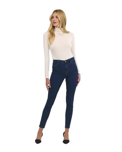 KAFFE Jeans KAlaura Damen Jeans High Waist Skinny Fit Mit Hoher Bund Dark Blue Denim 34 von KAFFE