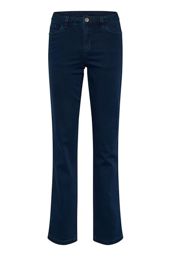 KAFFE Jeans KAvicky Damen Jeans Jeanshose Straight mit Geradem Bein Hose mit Hoher Bund Dark Blue Denim 36 von KAFFE