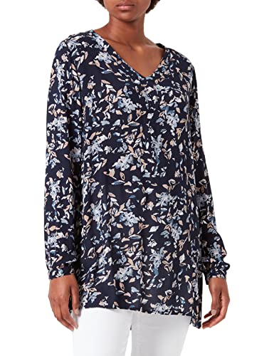 KAFFE Damen Kafay Amber Tunic Bluse, Midnight/Brown Leafs, 34 von KAFFE