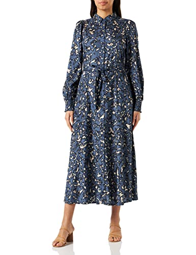 KAFFE Damen Kaninna Shirt Dress Lässiges Kleid, Vintage Indigo/Kalk Print, 36 von KAFFE