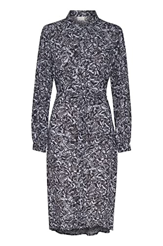 KAFFE Damen Langen Ärmeln, Below The Knee Lässiges Kleid, Tradewinds/Schwarzer Grafikdruck, 34 KAFFE Damen Langen Ärmeln, Below The Knee Lässiges Kleid, Tradewinds/Schwarzer Grafikdruck, 34 von KAFFE