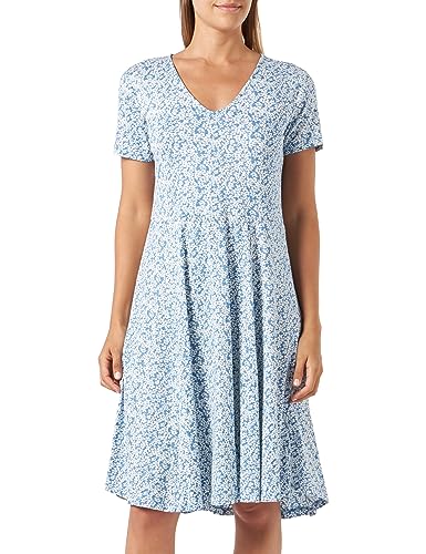 KAFFE Damen Midi Dress Floral Short Sleeves Lässiges Kleid, Blau/Chalk Flower Print, X-Small KAFFE Damen Midi Dress Floral Short Sleeves Lässiges Kleid, Blau/Chalk Flower Print, X-Small von KAFFE