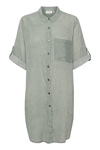 KAFFE Damen T, Dress 3/4 Ärmel, Tunika, Casual, lang Tunic Shirt, Balsam Green/Chalk Stripe, 38 KAFFE Damen T, Dress 3/4 Ärmel, Tunika, Casual, lang Tunic Shirt, Balsam Green/Chalk Stripe, 38 von KAFFE