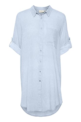 KAFFE Damen T, Dress 3/4 Ärmel, Tunika, Casual, lang Tunic Shirt, Cashmere Blue/Chalk Stripe, 40 von KAFFE