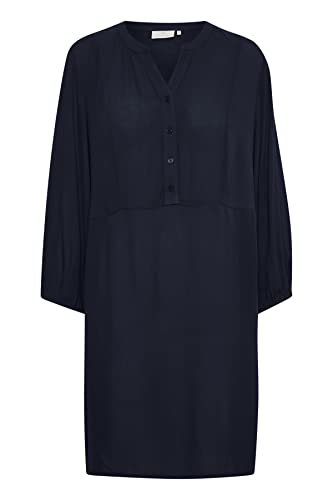 KAFFE Damen V-Neck Above The Knee Long Sleeve Lässiges Kleid, Midnight Navy, 34 von KAFFE