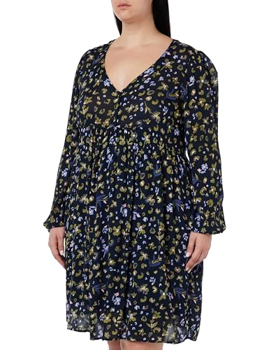 KAFFE Damen Women's Dress Long Sleeves V-Neck Above Knee Length Printed Pockets Kleid, Dark Blue/Multi Col. Flower, 44 KAFFE Damen Women's Dress Long Sleeves V-Neck Above Knee Length Printed Pockets Kleid, Dark Blue/Multi Col. Flower, 44 von KAFFE