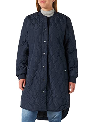 KAFFE Jacke KAshally Damen Jacke Gesteppte Lange Mantel Langarm mit Knöpfen Steppjacke Midnight Marine 40 von KAFFE