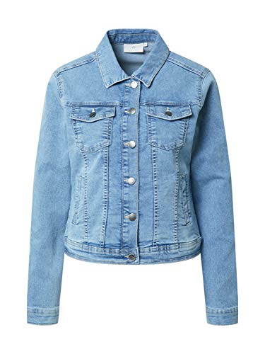 KAFFE Jacke KAvicky Damen Jeansjacke Leichte Denim Übergangs Jacke Light Blue Washed Denim 42 von KAFFE