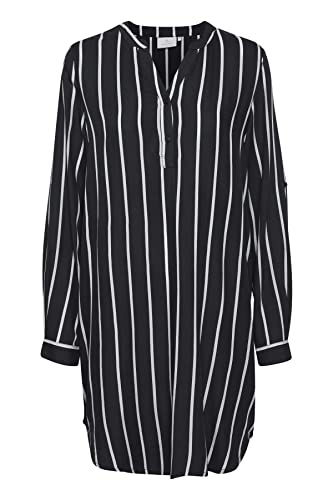 KAFFE Kleid KAmarana Damen Kleid Shirt Print Lang Arm V-Ausschnitt Knopf Shirtkleid Black/Chalk Stripe 38 KAFFE Kleid KAmarana Damen Kleid Shirt Print Lang Arm V-Ausschnitt Knopf Shirtkleid Black/Chalk Stripe 38 von KAFFE