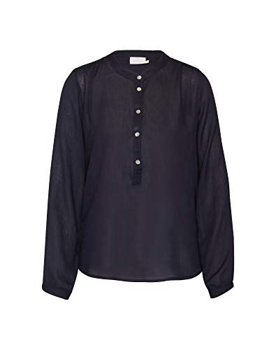 KAFFE Langarm-Bluse Karla Damen Bluse Amber Langarm Shirt Elegant V Ausschnitt Henley Stil Midnight Marine 44 von KAFFE